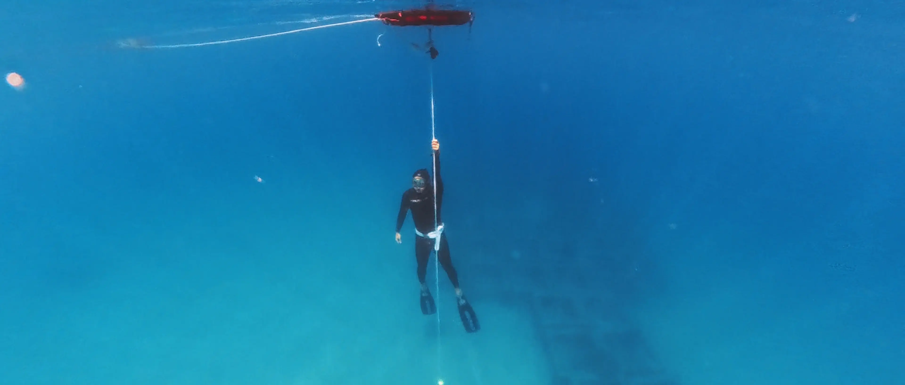 PADI Freediver Course student descending underwater in Koh Tao