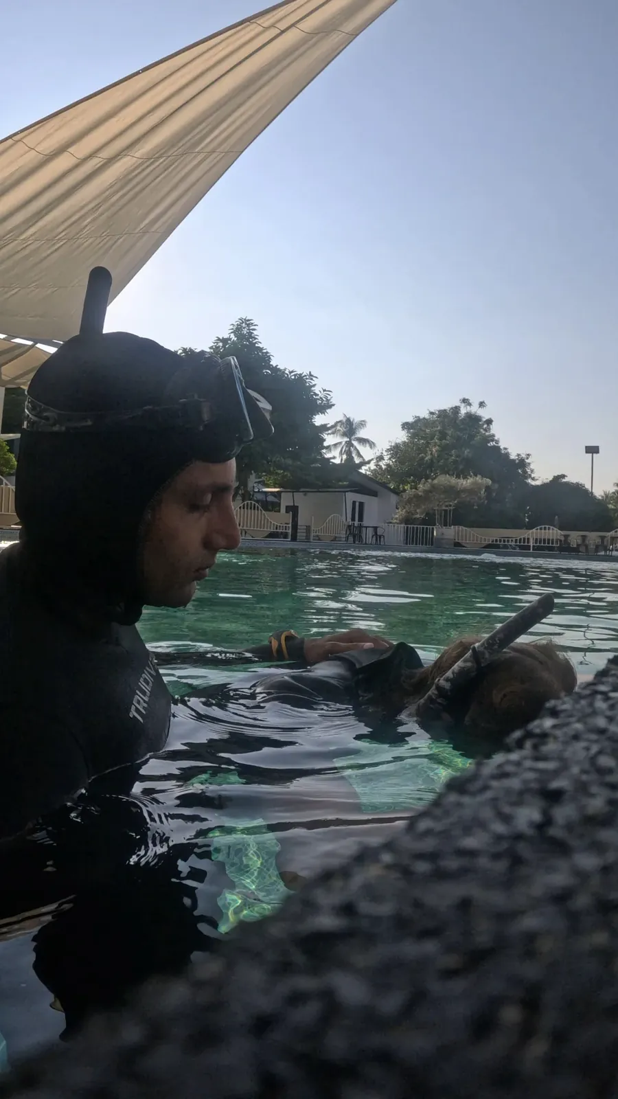 Instructor coaching in the pool